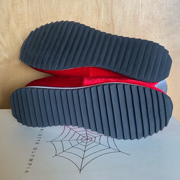 Charlotte Olympia Red Velvet Work It Trainers Sneakers - Picture 9 of 9